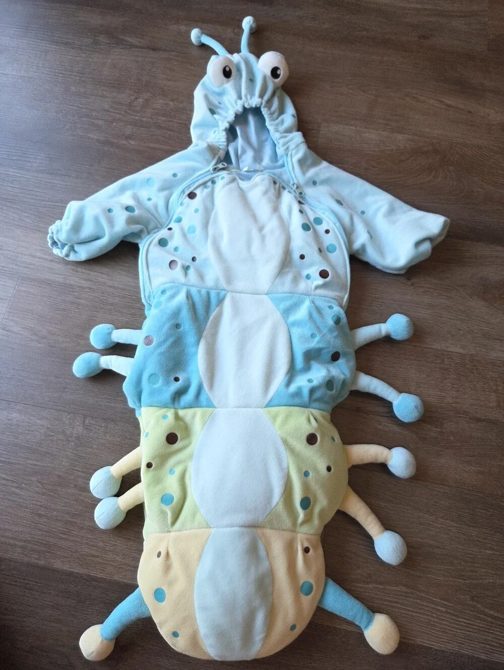 Baby Style Caterpillar Halloween Costume, Hooded Sleeper Plush Outfit size 0-6M